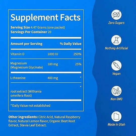 SupraCalm| Powdered Drink (Apoyo al cortisol, alivio estrés y ansiedad) | 20 PAQ