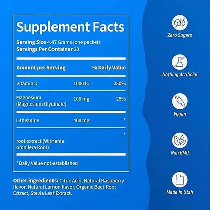 SupraCalm| Powdered Drink (Apoyo al cortisol, alivio estrés y ansiedad) | 20 PAQ